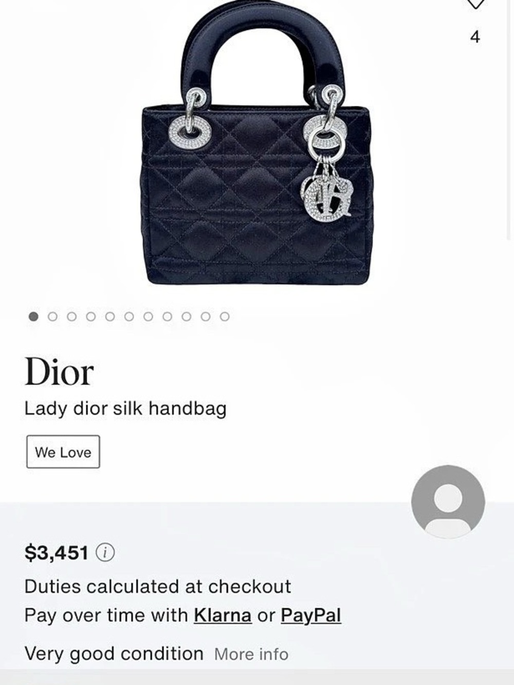 Vintage rare Dior Mini Lady Dior Bag Crystal Cannage Satin in Black